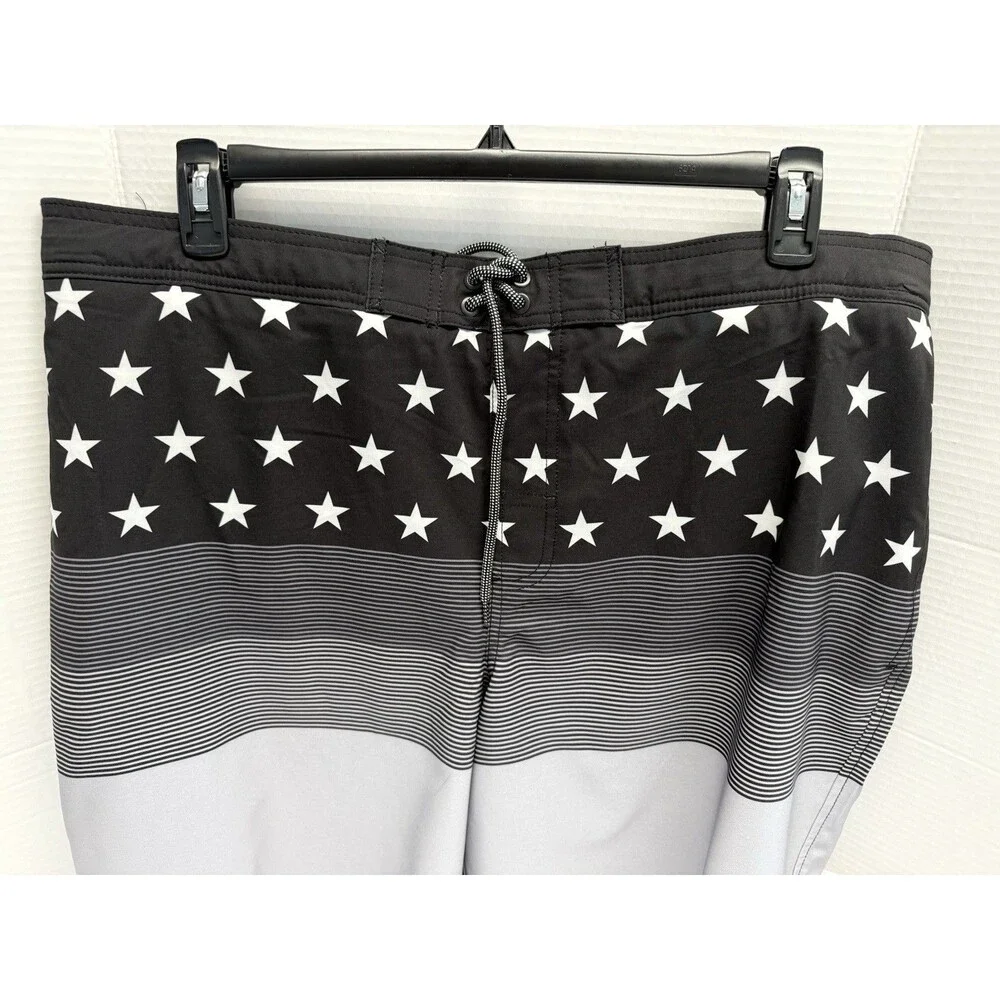 Trinity Coast 9-in Elastic Waist Swim Boardshorts SZ XXL Stars & Stripes NWT